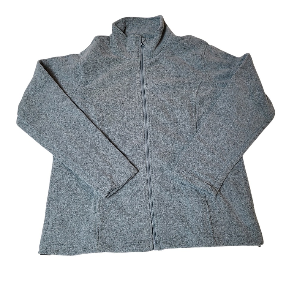 Bass Pro Shop Jacket Women Large L Gray Polar Fleece Full Zip Outdoors
